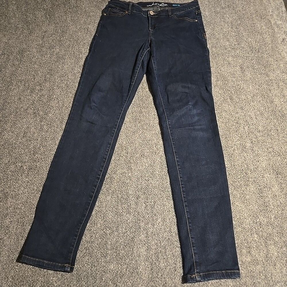 INC Denim Jeans Womens 10 Long Blue Dark Skinny Leg Curvy Fit Stretchy Pockets